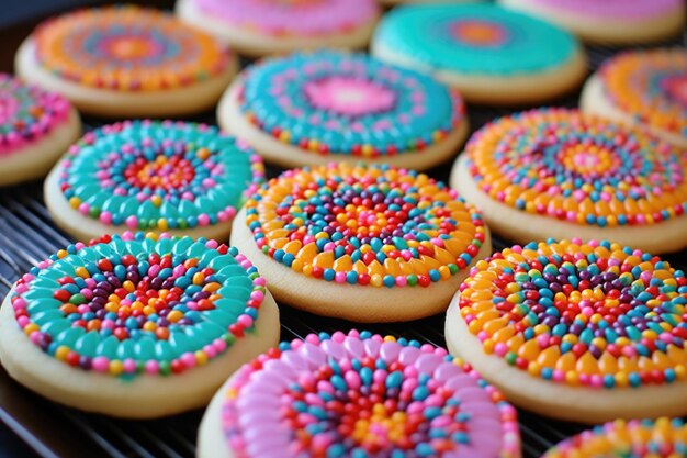 Iced sugar cookies with colorful sprinkles