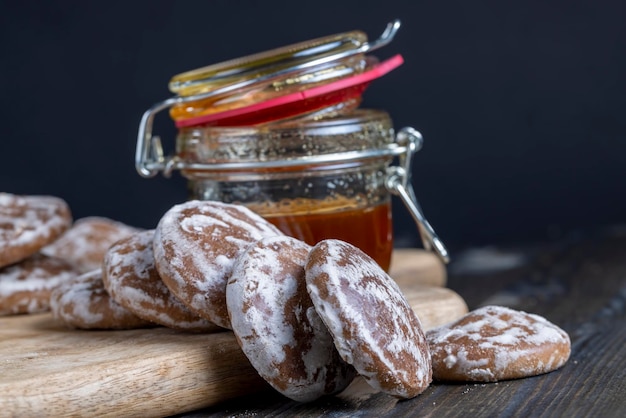 Iced sugar gingerbread on a cutting board