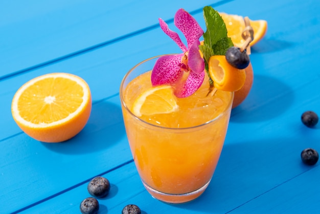 Iced summer orange refreshing drink