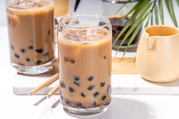 Iced tapioca coffee latte