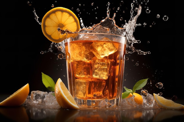 Iced Tea Splash Refreshing Summer Beverage