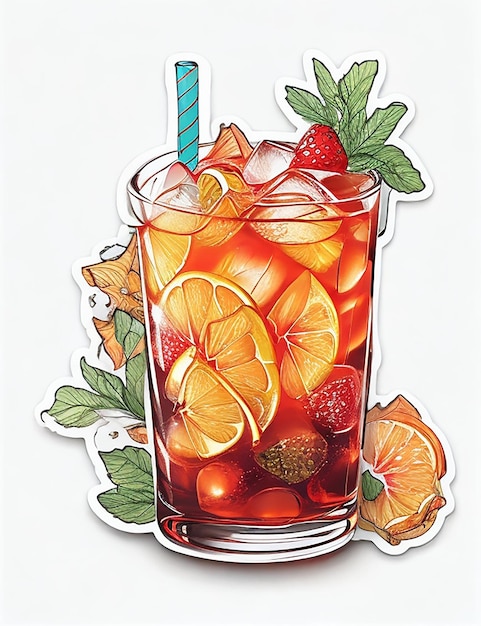 Iced tea sticker design with white background