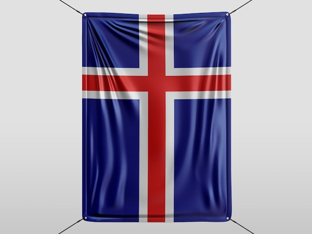 Photo iceland of 3d render flag isolated and white background