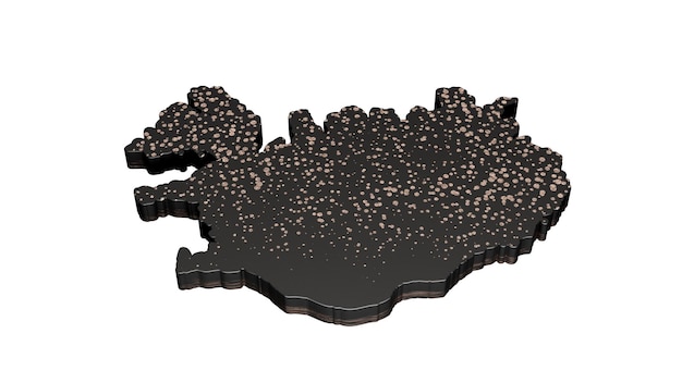 아이슬란드 검은 돌 질감지도 흰색 배경 3d 일러스트에 고립