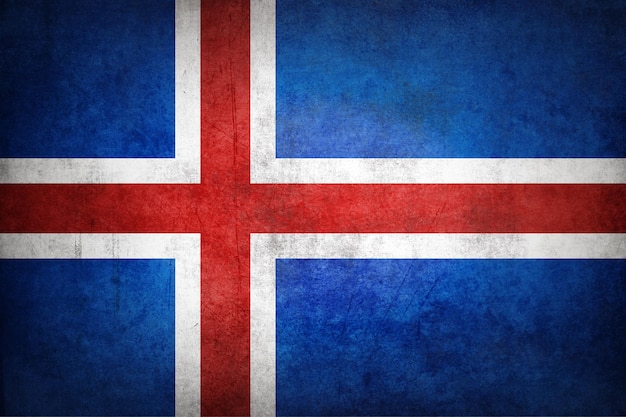 Iceland flag with grunge texture.