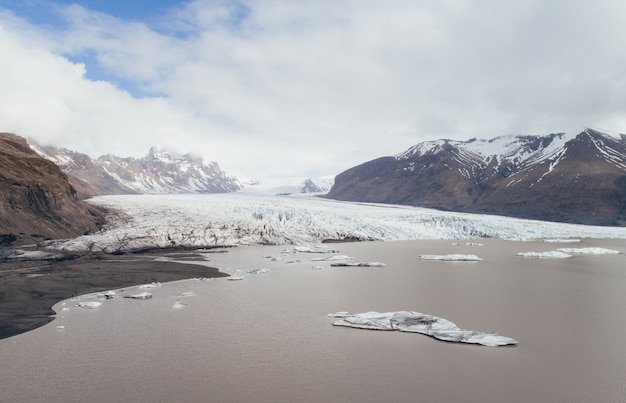 Iceland glaciers aerial view