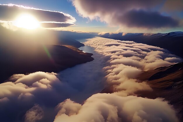 アイスランドの風景は山と灰色の雲で 創造的なAIアート 美しい劇的な景色