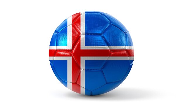 Iceland national flag on soccer ball 3d illustration