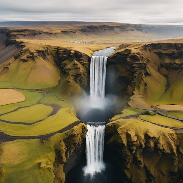 Photo iceland waterfall skogafoss banner nature landscape panoramic destination in icelandic