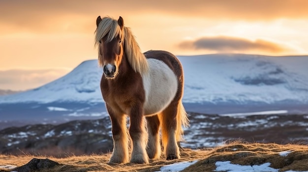 The Icelandic horse may be a breed of horse made in Iceland Creative resource AI Generated