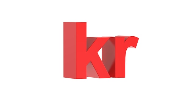 icelandic krona currency symbol of iceland in red 3d rendering 3d illustration