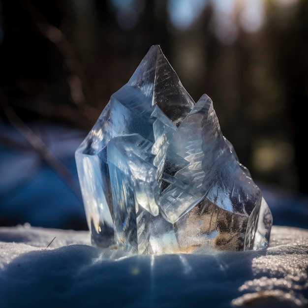 Icernunnos frozen in a block of ice crystal shard backlit Generate Ai