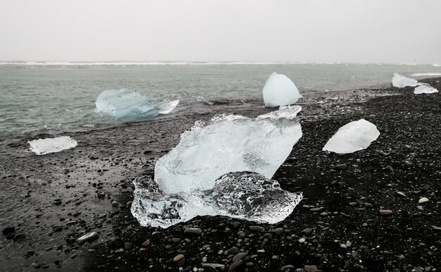 Ices in Jokulsarlon Beach Iceland