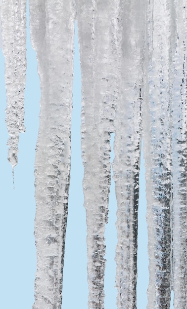 Photo icicles on a blue background