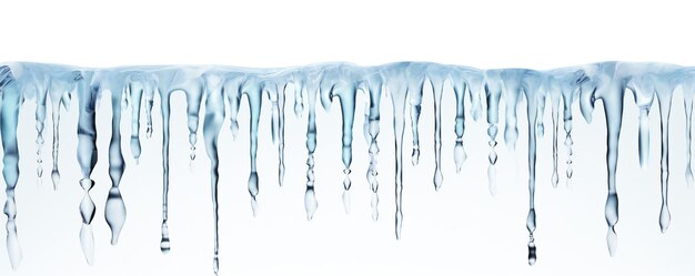Foto confine di ghiaccioli su sfondo bianco con spazio vuoto per la copia