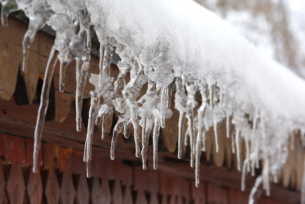 Icicles hanging from the roof