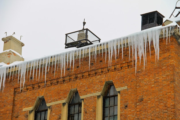 Icicles hanging from roof