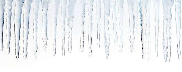 Foto icicles rand op witte achtergrond met lege kopieerruimte
