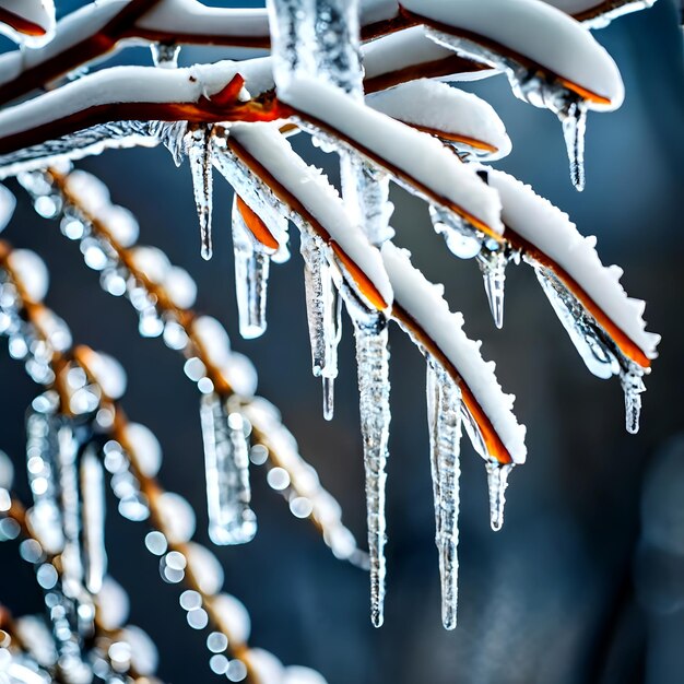 Photo icicles on winter branch