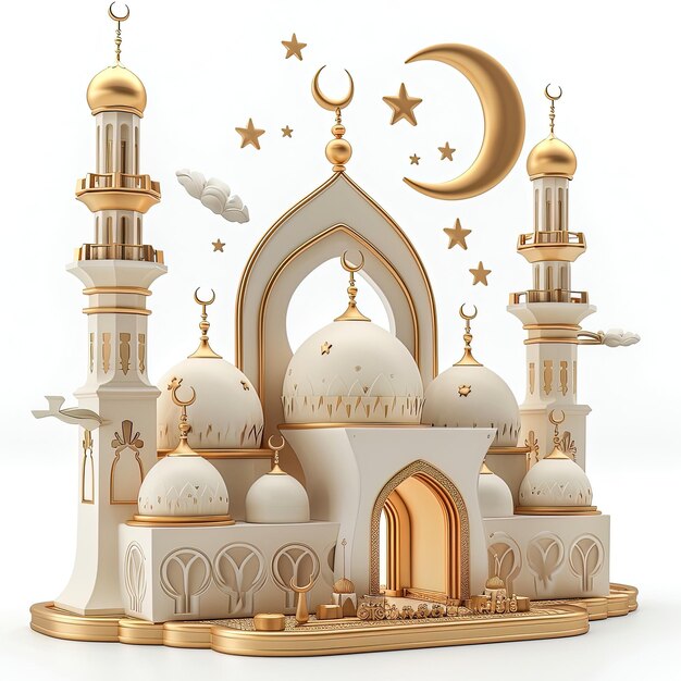 Icon 3d Ramadan feestelijke sfeer witte achtergrond