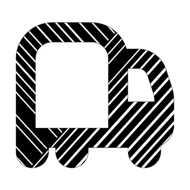 Icon bewegende vrachtwagen zwarte witte diagonale lijnen