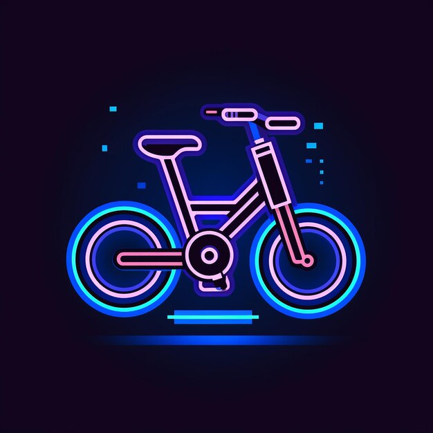 Foto icona di luce neon blu luminosa bicicletta su sfondo scuro ia generativa