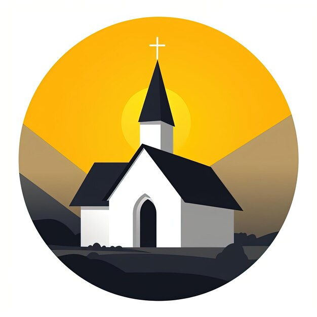 Photo icon church flat design drib in the style of minimalist backgrounds