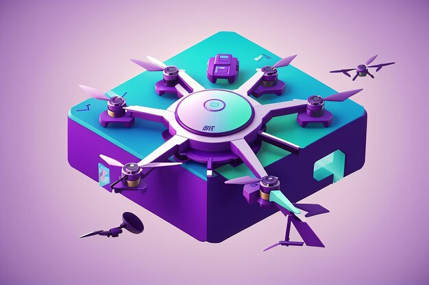 Icon of drone delivery in trendy colorful style on blank background