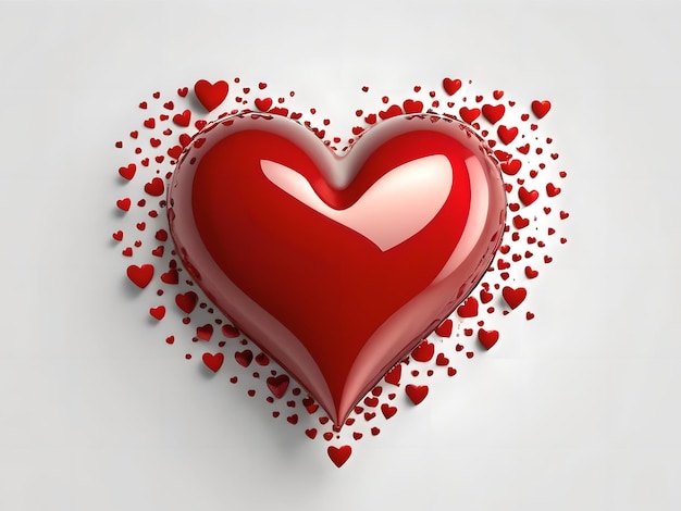 Foto illustrazione iconica cuore rosso isolato su sfondo bianco