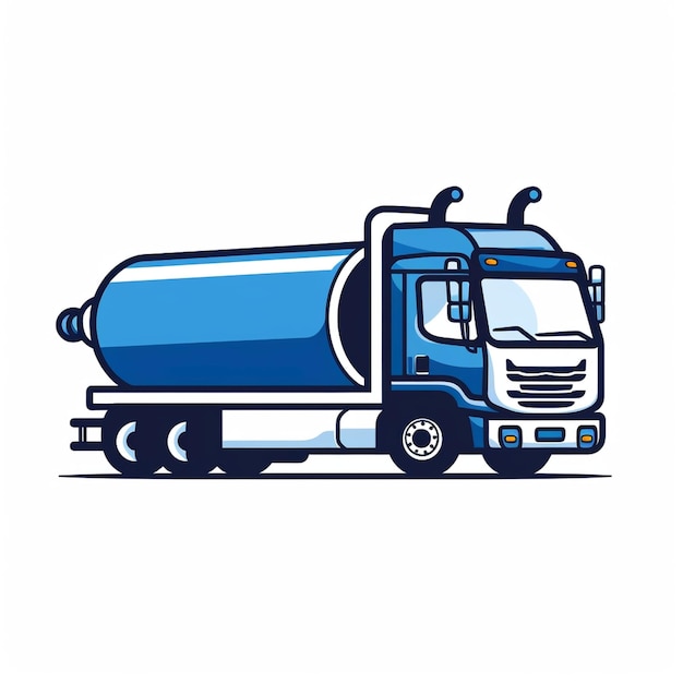 Icon isotank vrachtwagen witte en blauwe kleuren logo embleem transport vrachtwagen