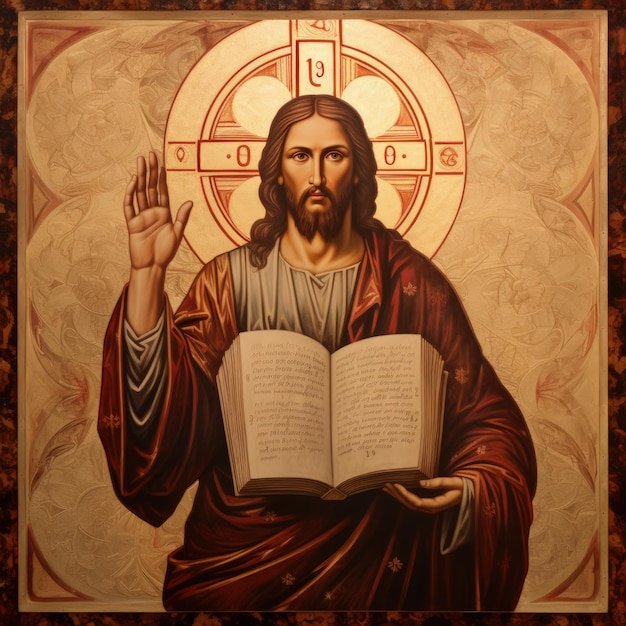 Icon of Jesus Christ savior of man messiah son of god religious concept bible holy spirit