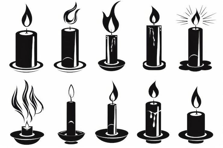 Foto icon kaars paraffine decoratie zwart minimale kaarslicht silhouet ontspannen aroma kaars decoratie