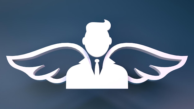 Photo icon of a man with wings 3d render