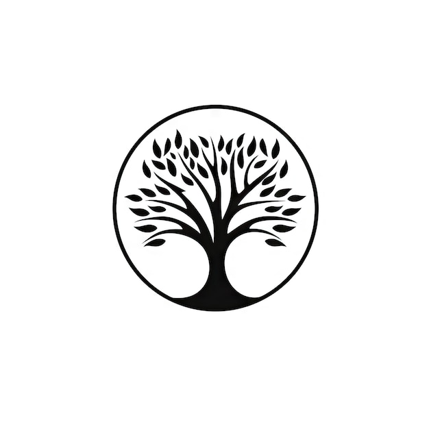 Foto icon minimal tree symbol eco tree bio logo organic ecology design pictogram nature symbol outline natural product concept generative ai illustratie