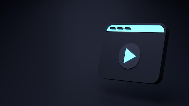 Icon of online video viewing 3d render illustration