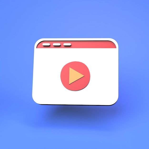 Icon of online video viewing on a blue background 3d render illustration