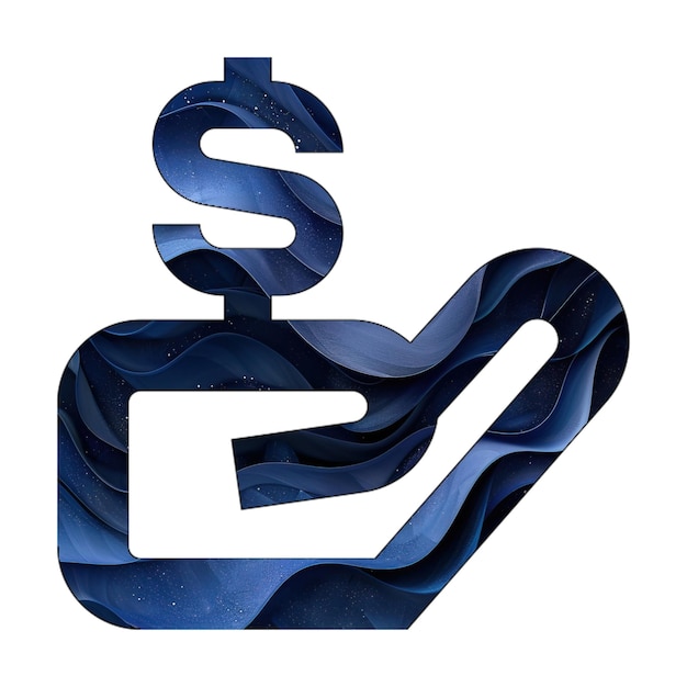 icon photo hand holding usd blue gradient background style design