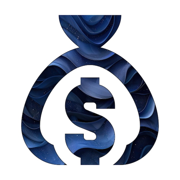 icon photo sack dollar blue gradient background style design