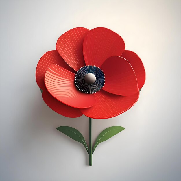 Photo an icon of a red poppy on a white background