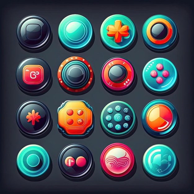 Photo icon round game button ai generated user menu app sign symbol gui icon round game button illustration