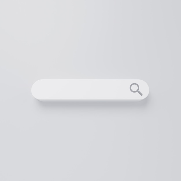 Icon search bar in white on white isometric background web search concept