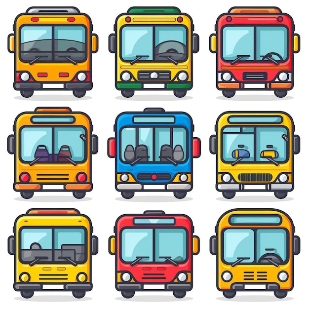 Foto icon set bus eenvoudig ontwerp