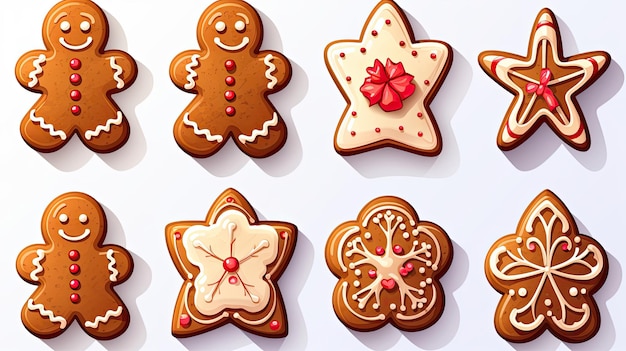 Icon set collection of gingerbread cookies adding a touch of sweetness to holiday projects