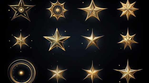 Icon set collection of isolated stars each meticulously crafted for highquality imagery