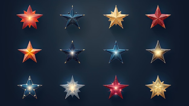 Photo icon set collection of isolated stars each meticulously crafted for highquality visuals