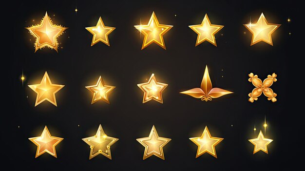 Photo icon set collection of isolated stars perfect for highquality graphic projects