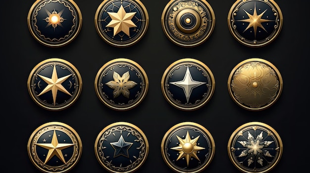 Коллекция икон с тщательно спроектированными звездами, предоставляющая ряд художественных вариантов
