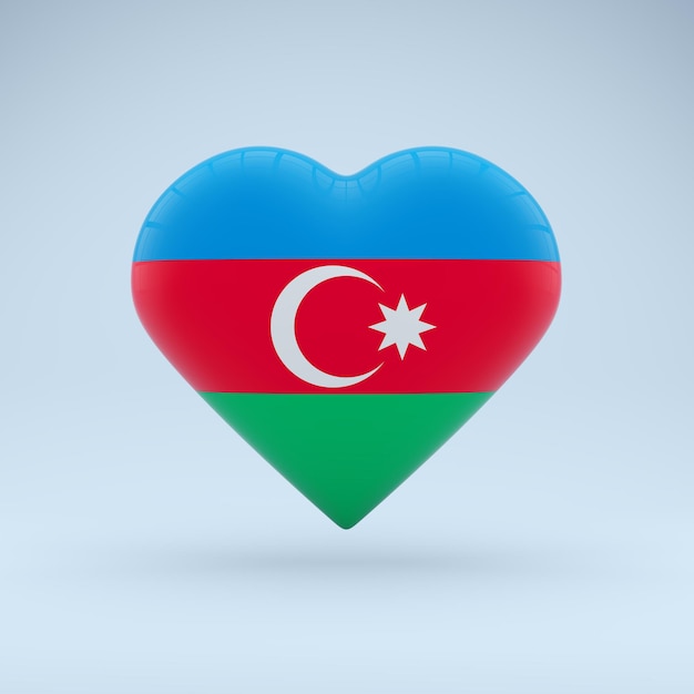 Icon in the shape of a heart with the image of the National Flag of Azerbaijan as a symbol of pride