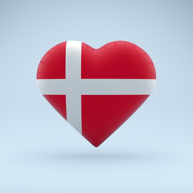 Photo icon in the shape of a heart with the image of the national flag of denmark as a symbol of pride