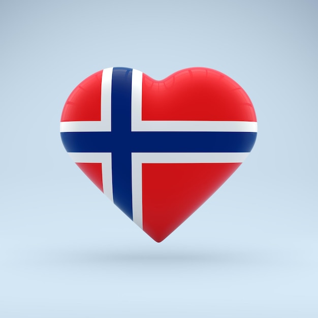 Photo icon in the shape of a heart with the image of the national flag of norway as a symbol of pride